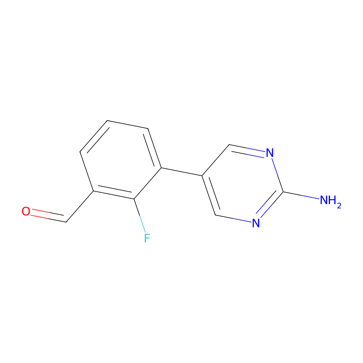 3-(2-Aminopyrimidin-5-yl)-2-fluorobenzaldehyde molecular structure, CAS 1400754-81-5