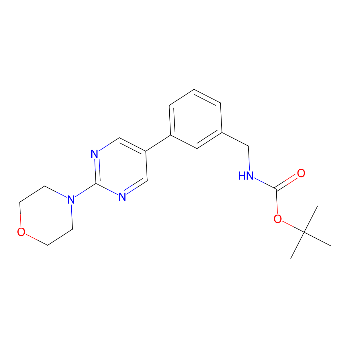 Tert-butyl (3-(2-morpholinopyrimidin-5-yl)benzyl)carbamate molecular structure, CAS 1400754-88-2