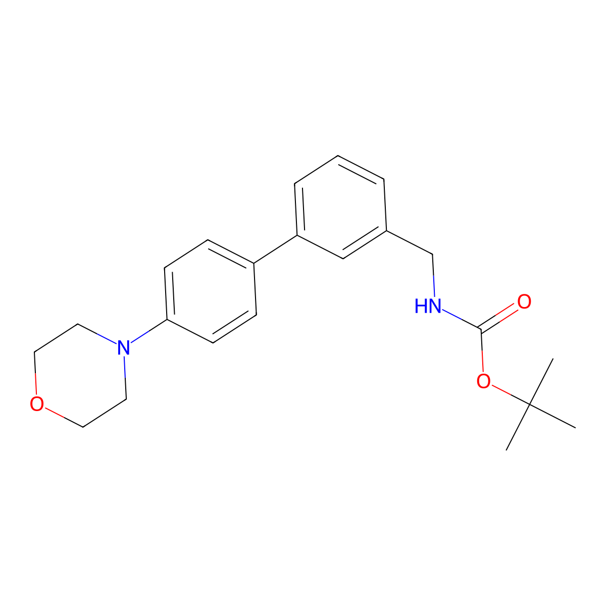 Tert-butyl ((4'-morpholino-[1,1'-biphenyl]-3-yl)methyl)carbamate molecular structure, CAS 1400754-89-3