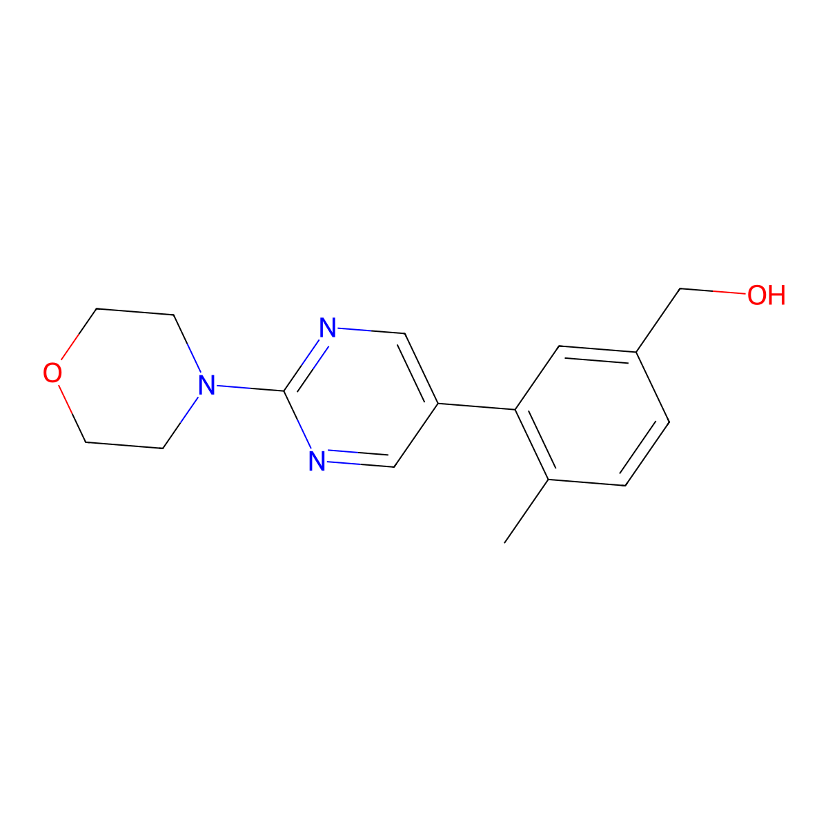 4-Methyl-3-[2-(4-morpholinyl)-5-pyrimidinyl]benzenemethanol molecular structure, CAS 1400754-93-9
