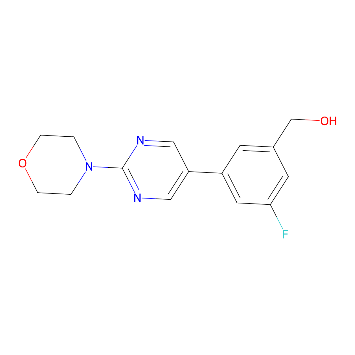 3-Fluoro-5-[2-(4-morpholinyl)-5-pyrimidinyl]benzenemethanol molecular structure, CAS 1400754-97-3