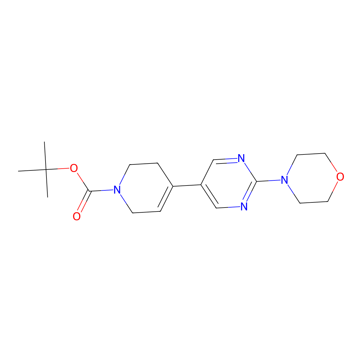tert-butyl 4-(2-morpholinopyrimidin-5-yl)-3,6-dihydropyridine-1(2H)-carboxylate molecular structure, CAS 1400754-99-5