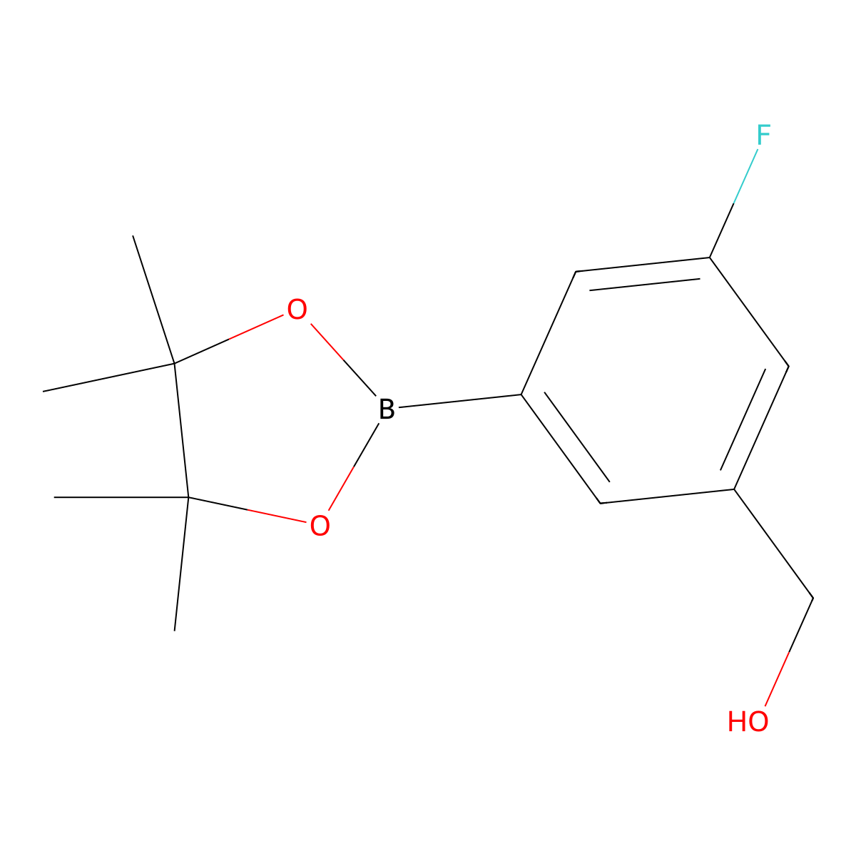 (3-Fluoro-5-(4,4,5,5-tetramethyl-1,3,2-dioxaborolan-2-yl)phenyl)methanol molecular structure, CAS 1400755-06-7