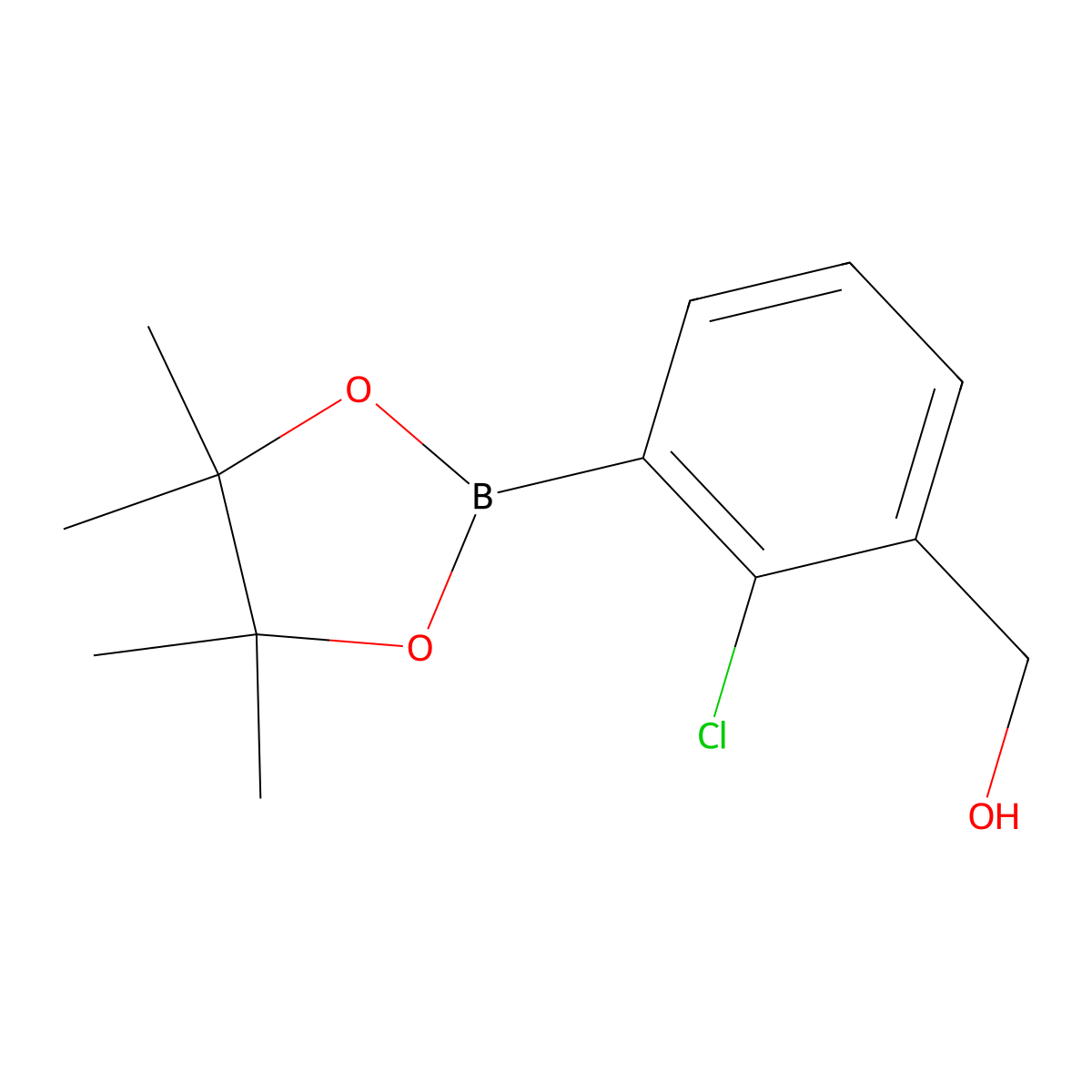 (2-Chloro-3-(4,4,5,5-tetramethyl-1,3,2-dioxaborolan-2-yl)phenyl)methanol molecular structure, CAS 1400755-07-8