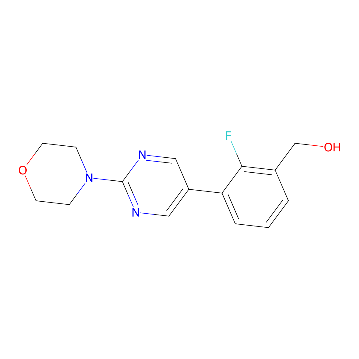 {2-Fluoro-3-[2-(morpholin-4-yl)pyrimidin-5-yl]phenyl}methanol molecular structure, CAS 1400755-30-7