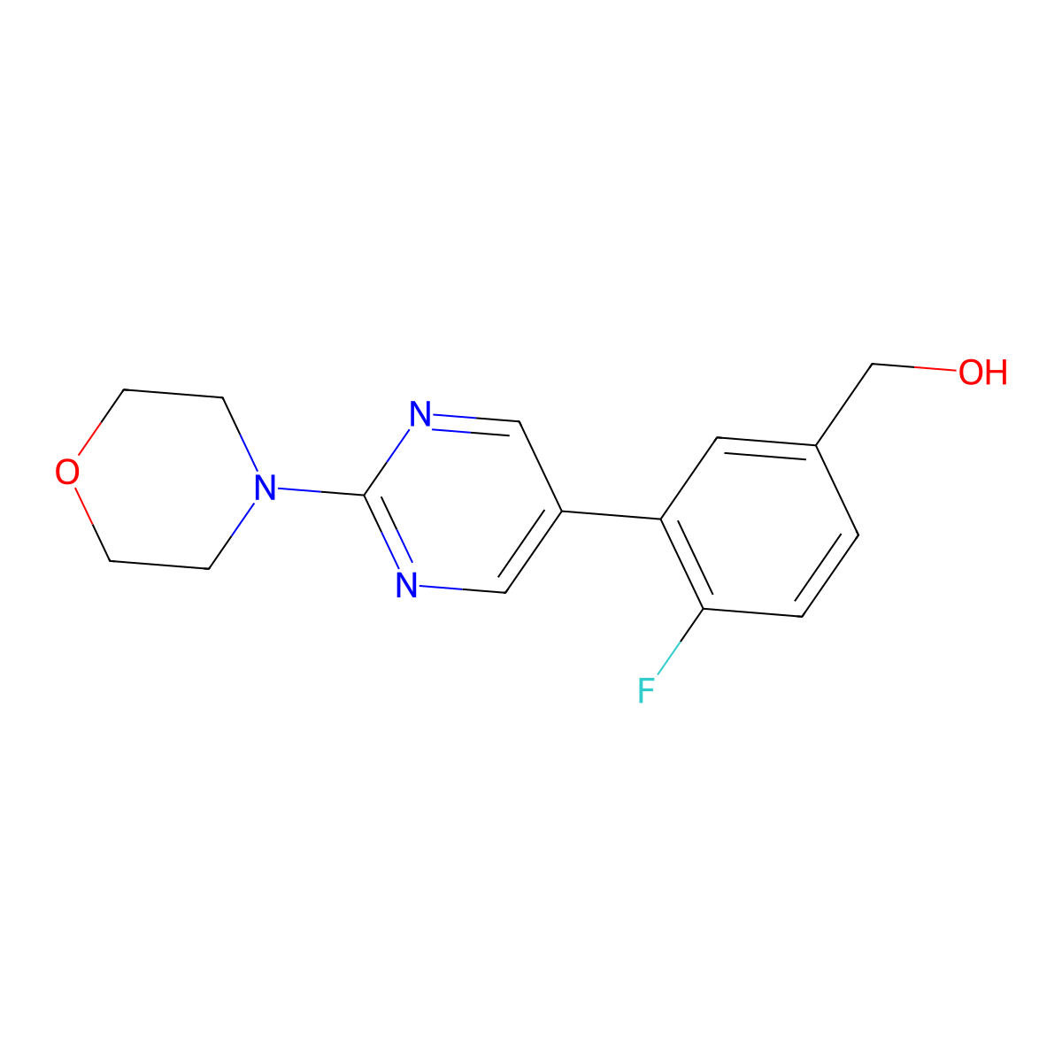 4-Fluoro-3-[2-(4-morpholinyl)-5-pyrimidinyl]benzenemethanol molecular structure, CAS 1400755-31-8