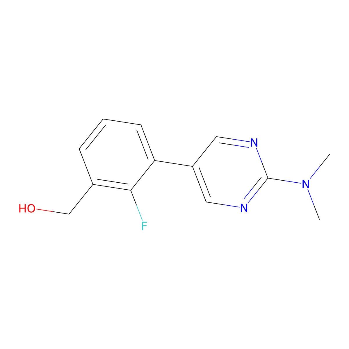 3-[2-(Dimethylamino)-5-pyrimidinyl]-2-fluorobenzenemethanol molecular structure, CAS 1400756-00-4