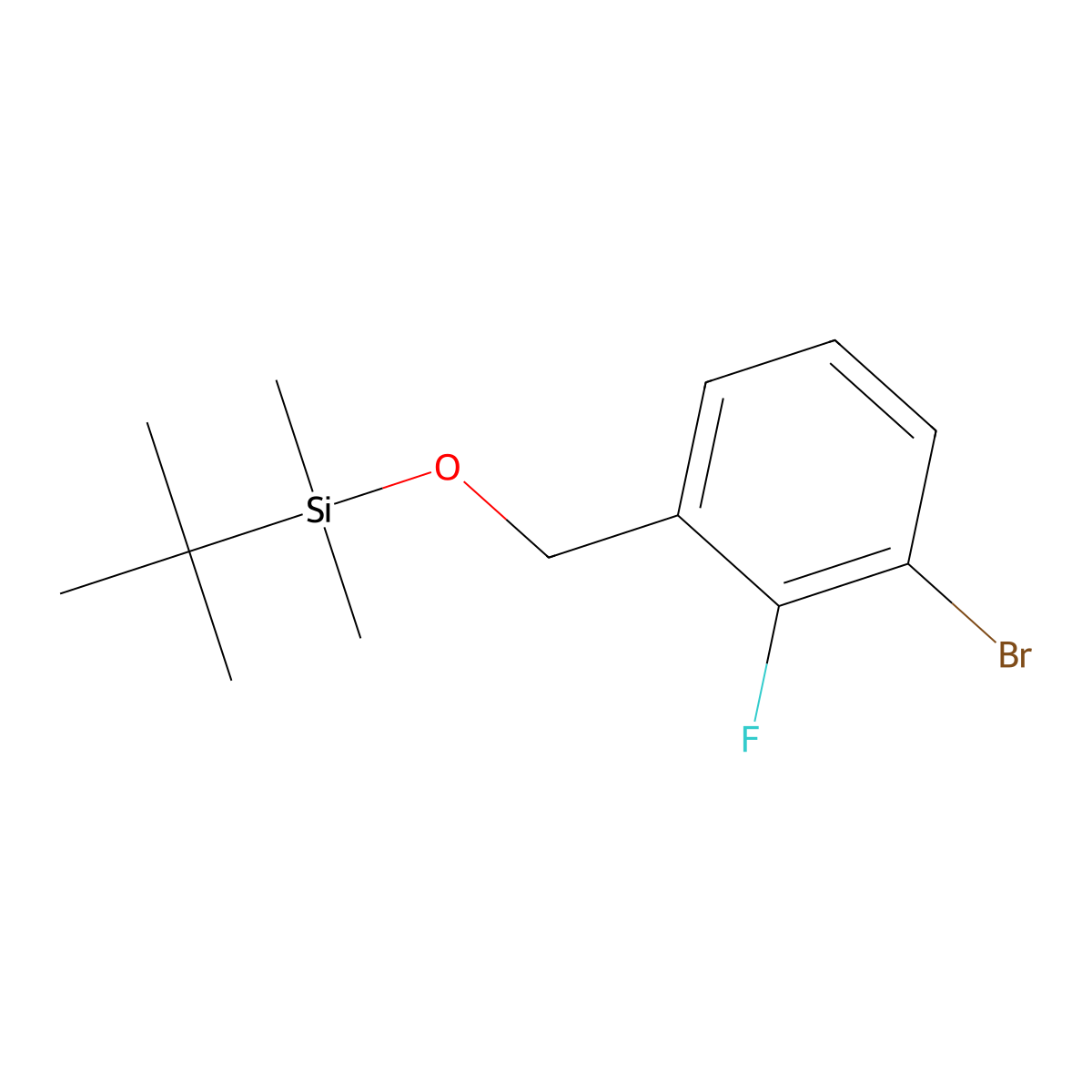 ((3-Bromo-2-fluorobenzyl)oxy)(tert-butyl)dimethylsilane molecular structure, CAS 1400757-50-7