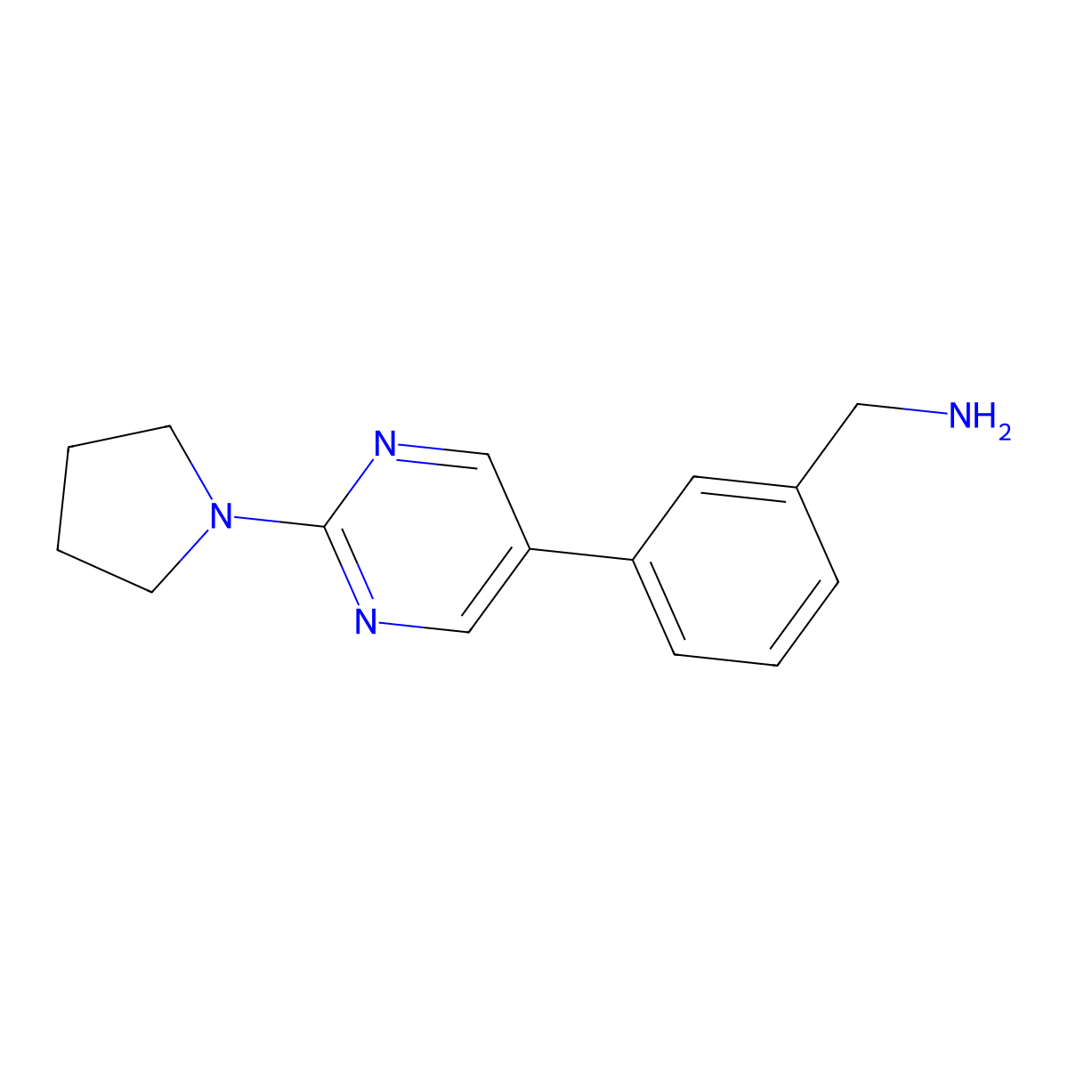(3-(2-(Pyrrolidin-1-yl)pyrimidin-5-yl)phenyl)methanamine molecular structure, CAS 1400759-40-1
