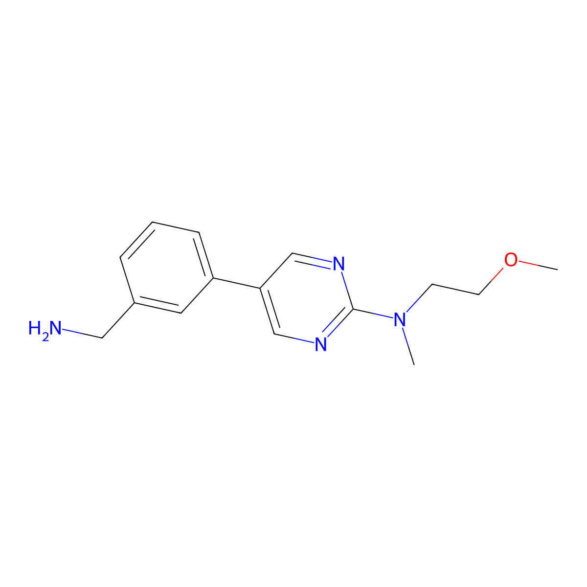 5-(3-(Aminomethyl)phenyl)-N-(2-methoxyethyl)-N-methylpyrimidin-2-amine molecular structure, CAS 1400759-47-8