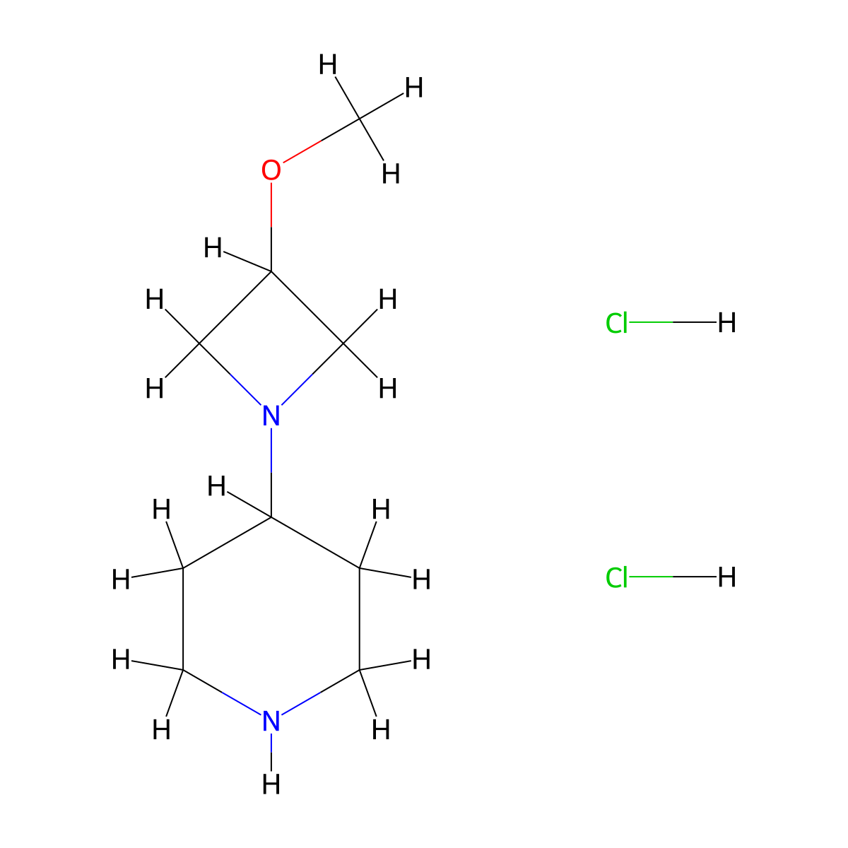 4-(3-Methoxyazetidin-1-yl)piperidine dihydrochloride molecular structure, CAS 1400759-50-3