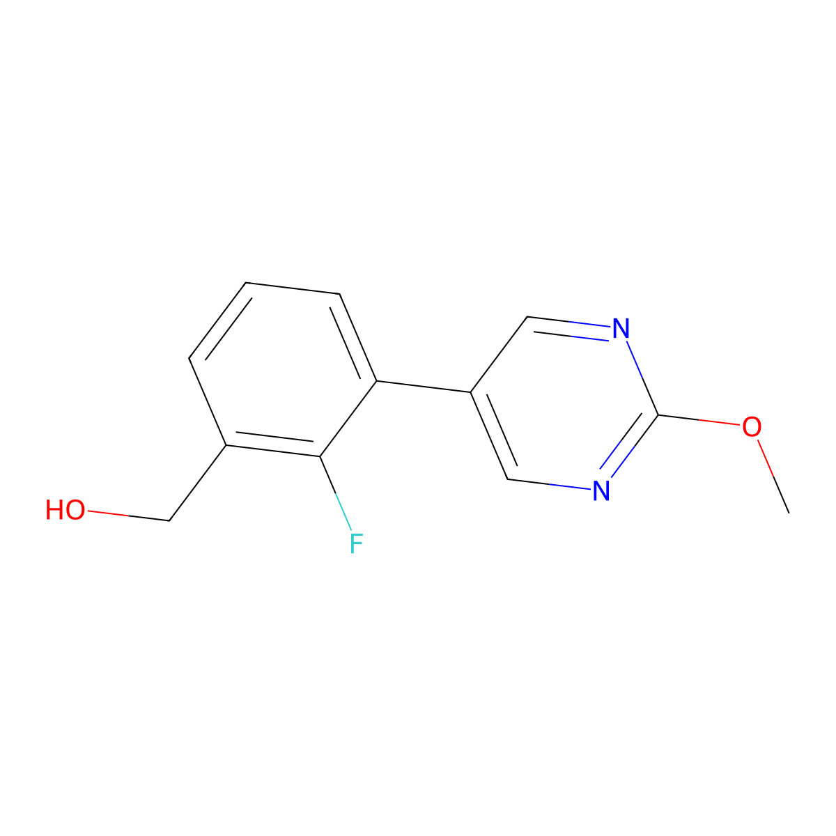[2-Fluoro-3-(2-methoxypyrimidin-5-yl)phenyl]methanol molecular structure, CAS 1400760-99-7