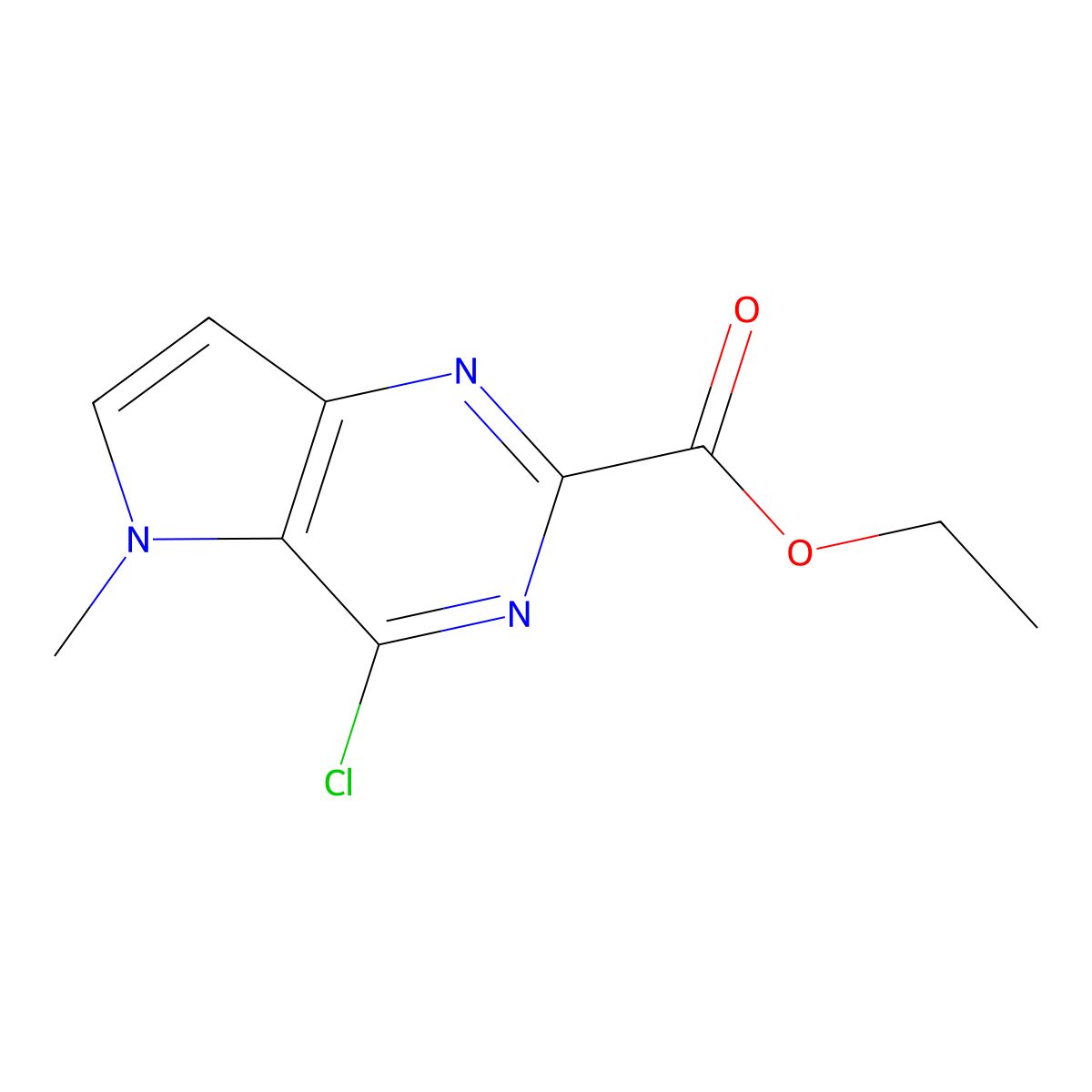 Ethyl 4-chloro-5-methyl-pyrrolo[3,2-d]pyrimidine-2-carboxylate molecular structure, CAS 1400764-29-5