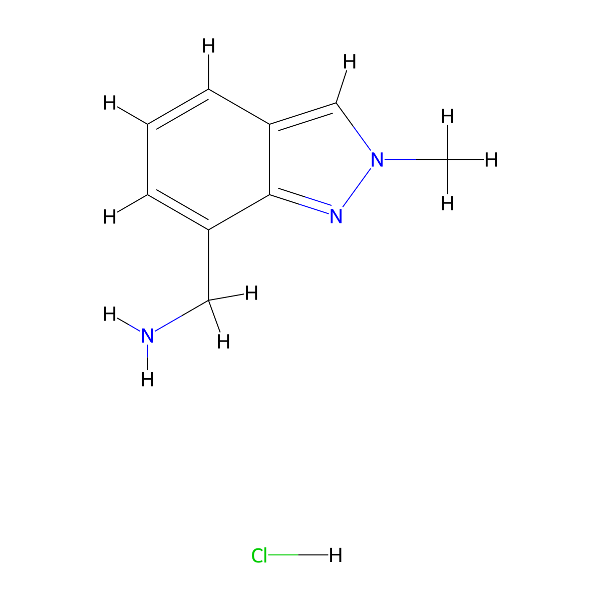 (2-methyl-2H-indazol-7-yl)methanamine hydrochloride molecular structure, CAS 1400764-43-3