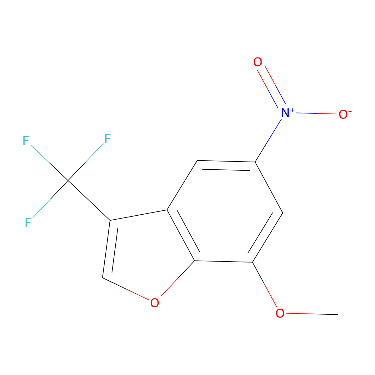 7-Methoxy-5-nitro-3-(trifluoromethyl)benzofuran molecular structure, CAS 1400764-49-9