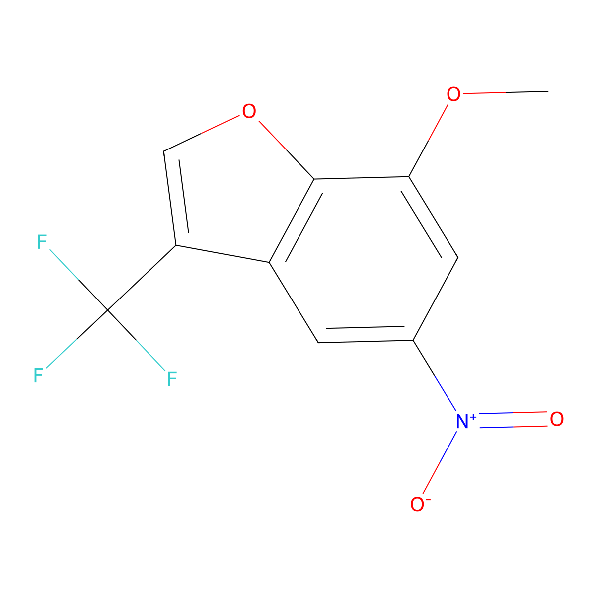 7-Methoxy-5-nitro-3-(trifluoromethyl)benzofuran molecular structure, CAS 1400764-49-9