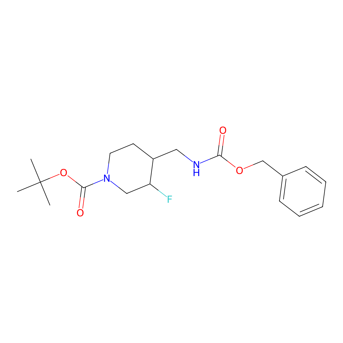 tert-butyl 4-((Benzyloxycarbonylamino)methyl)-3-fluoropiperidine-1-carboxylate molecular structure, CAS 1400764-52-4
