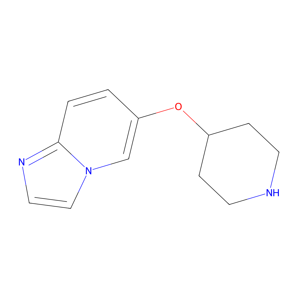 Imidazo[1,2-a]pyridine, 6-(4-piperidinyloxy)- molecular structure, CAS 1400764-56-8