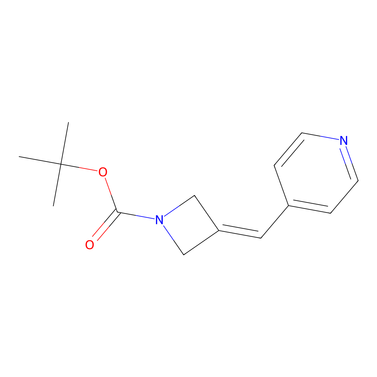 Tert-butyl 3-((pyridin-4-yl)methylene)azetidine-1-carboxylate molecular structure, CAS 1400765-24-3