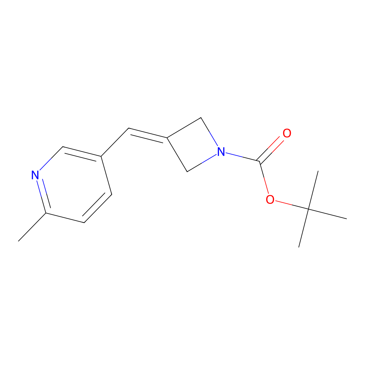 Tert-butyl 3-[(6-methylpyridin-3-yl)methylidene]azetidine-1-carboxylate molecular structure, CAS 1400765-25-4
