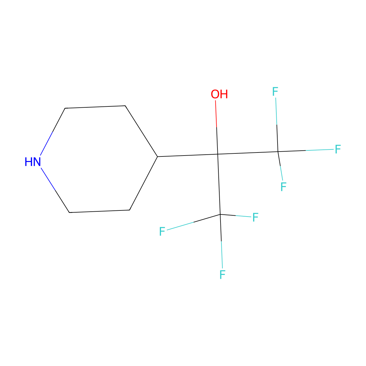 1,1,1,3,3,3-Hexafluoro-2-(piperidin-4-yl)propan-2-ol molecular structure, CAS 1400797-24-1
