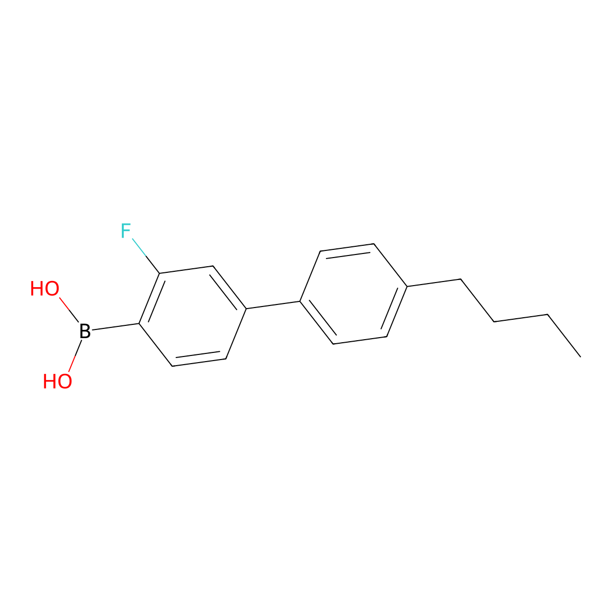 (4'-Butyl-3-fluoro-[1,1'-biphenyl]-4-yl)boronic acid molecular structure, CAS 1400809-84-8