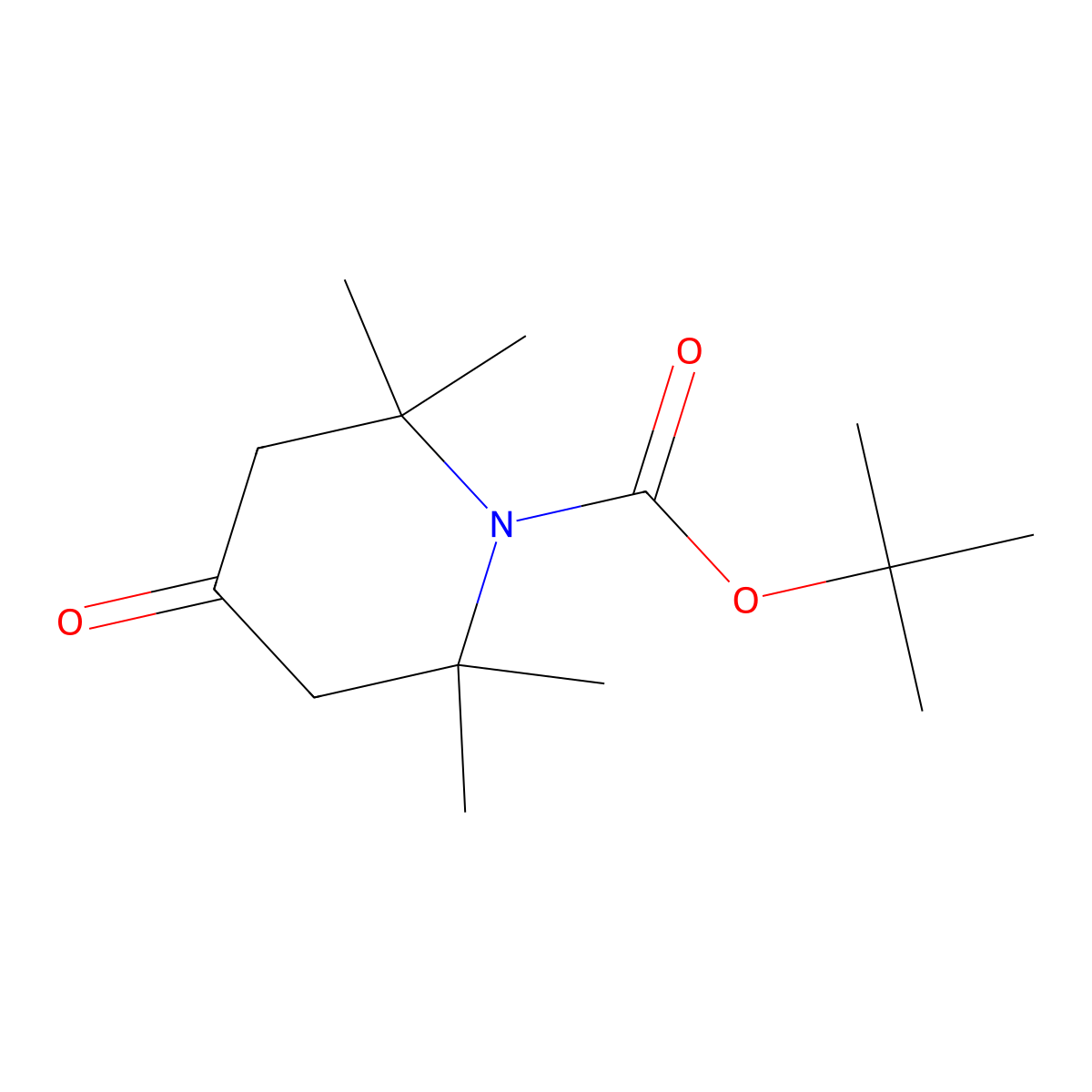 Tert-butyl 2,2,6,6-tetramethyl-4-oxopiperidine-1-carboxylate molecular structure, CAS 1400872-10-7
