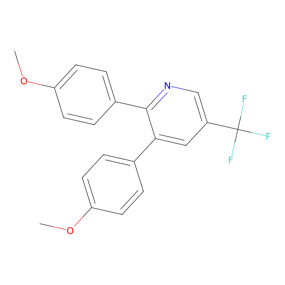 2,3-Bis(4-methoxyphenyl)-5-(trifluoromethyl)pyridine molecular structure, CAS 1400872-27-6