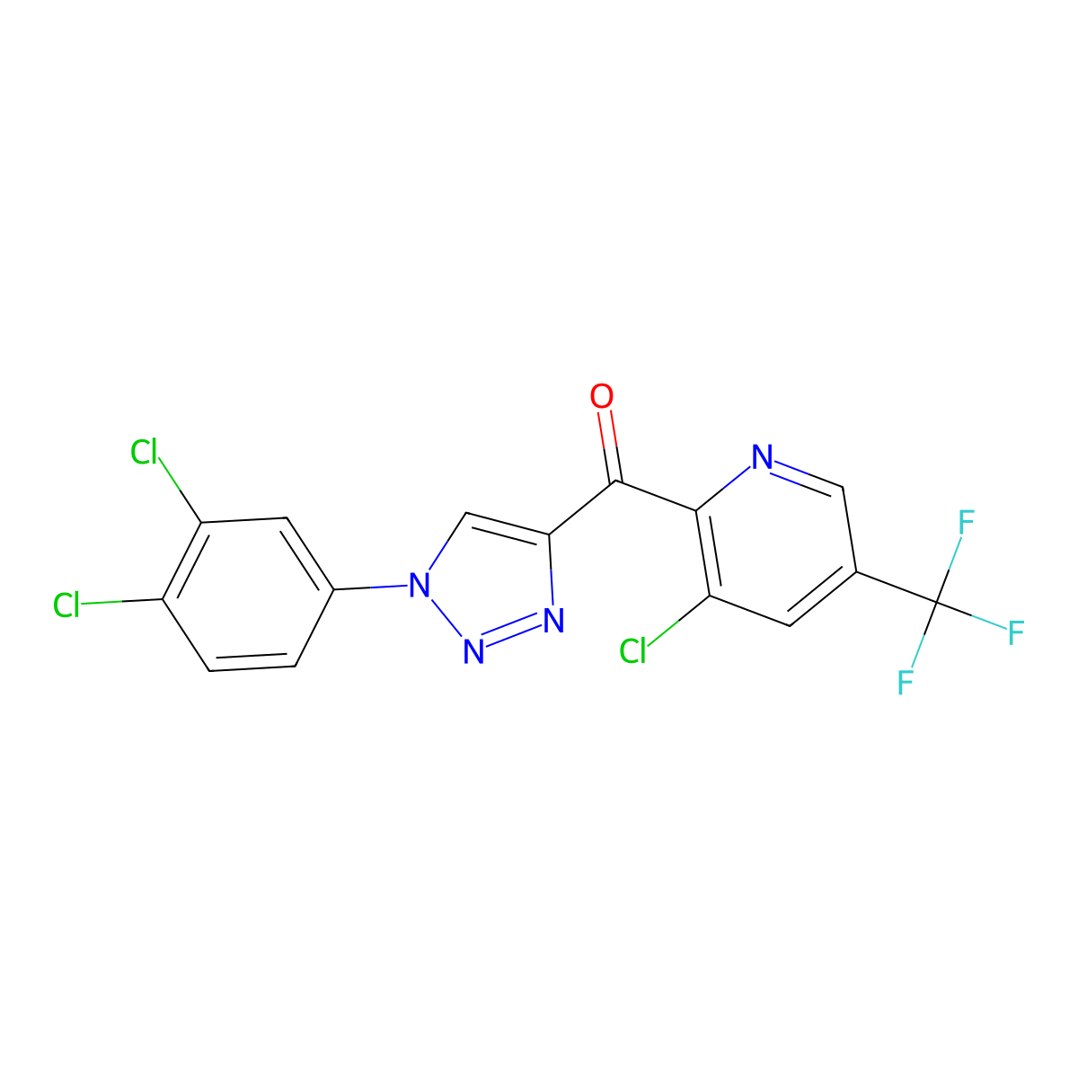 3-chloro-2-{[1-(3,4-dichlorophenyl)-1H-1,2,3-triazol-4-yl]carbonyl}-5-(trifluoromethyl)pyridine molecular structure, CAS 1400872-32-3