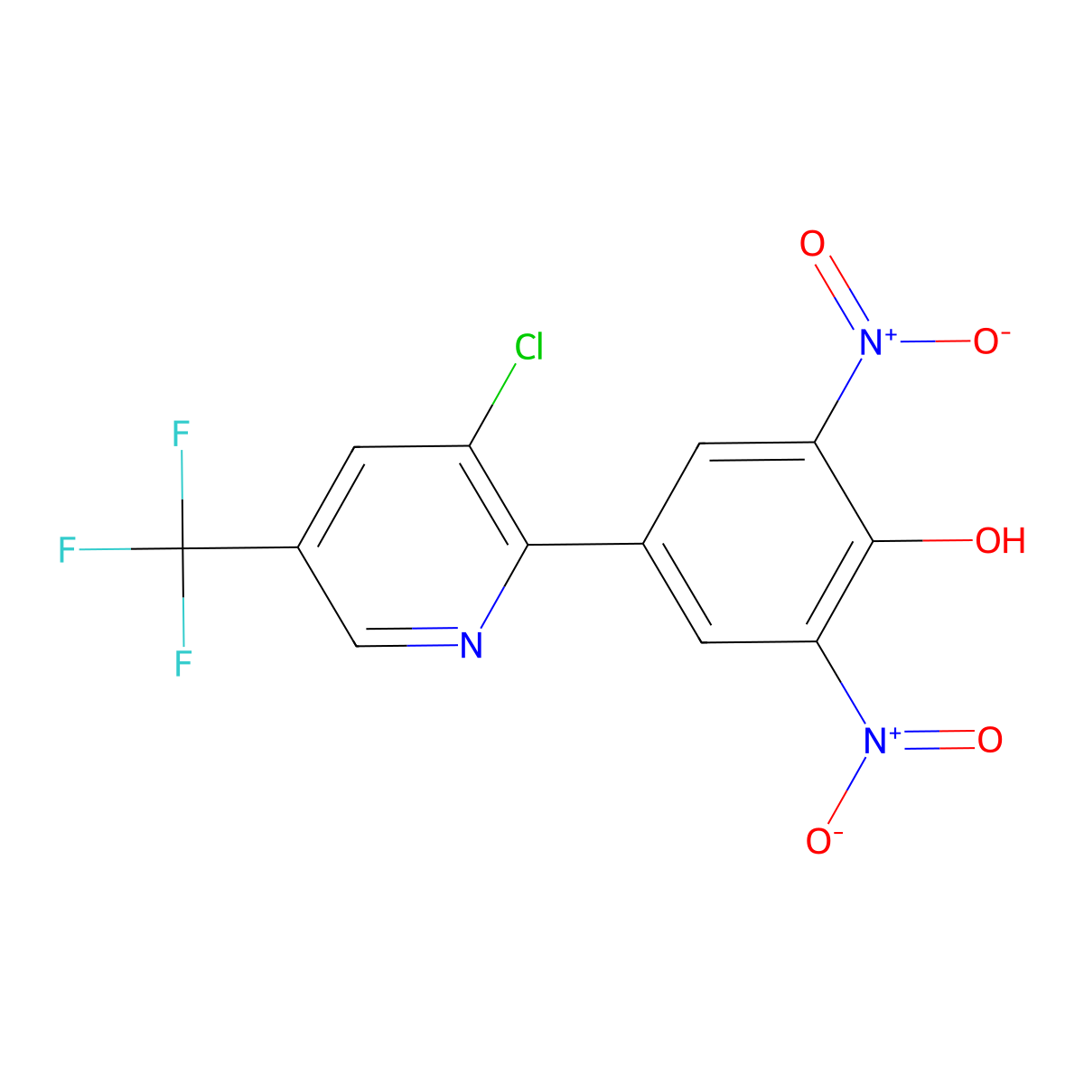 4-[3-Chloro-5-(trifluoromethyl)pyridin-2-yl]-2,6-dinitrophenol molecular structure, CAS 1400872-33-4