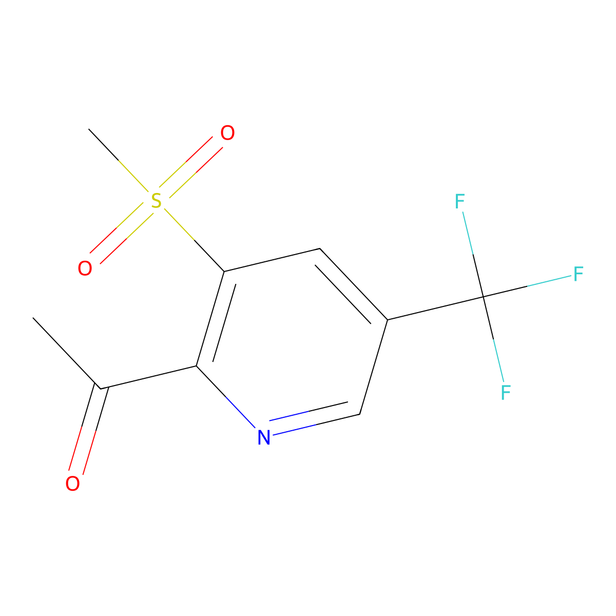 1-[3-Methanesulfonyl-5-(trifluoromethyl)pyridin-2-yl]ethan-1-one molecular structure, CAS 1400872-34-5
