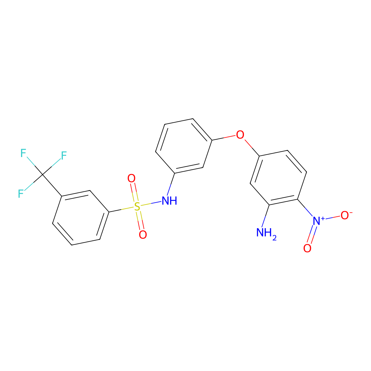 N-[3-(3-Amino-4-nitrophenoxy)phenyl]-3-(trifluoromethyl)benzene-1-sulfonamide molecular structure, CAS 1400989-38-9
