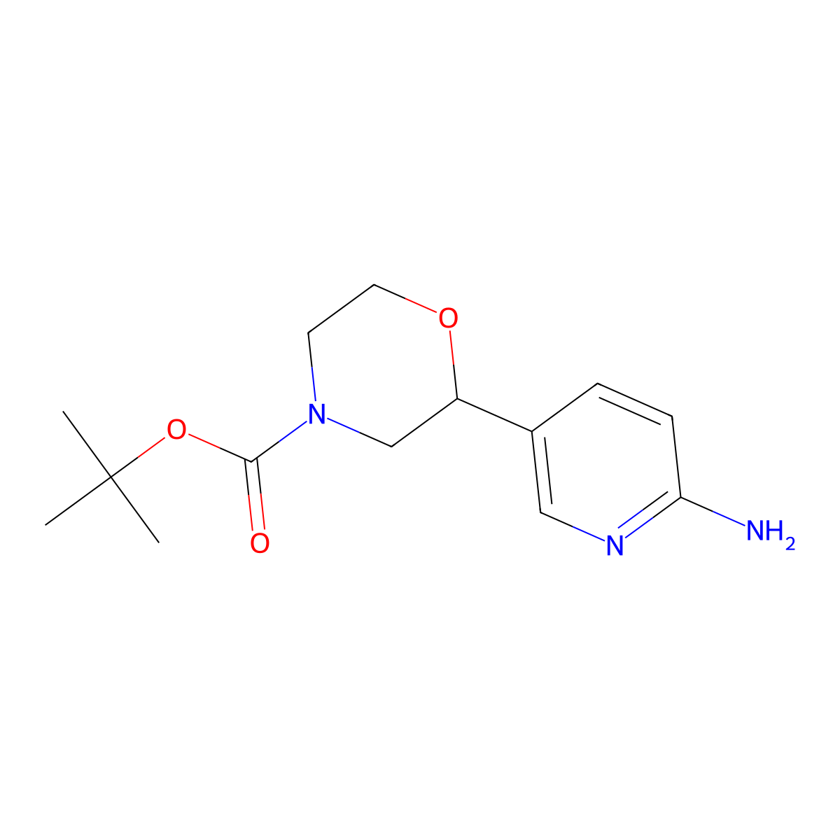 tert-butyl (RS)-2-(6-aminopyridin-3-yl)morpholine-4-carboxylate molecular structure, CAS 1400997-33-2