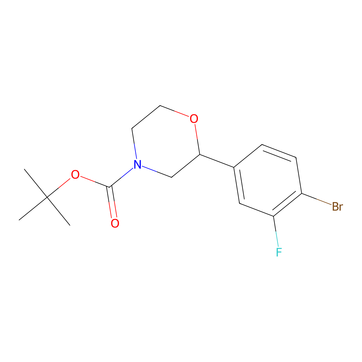 Tert-butyl 2-(4-bromo-3-fluorophenyl)morpholine-4-carboxylate molecular structure, CAS 1400997-38-7