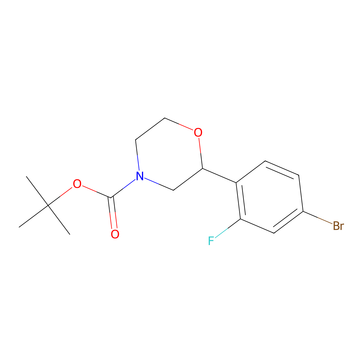 Tert-butyl 2-(4-bromo-2-fluorophenyl)morpholine-4-carboxylate molecular structure, CAS 1400997-79-6