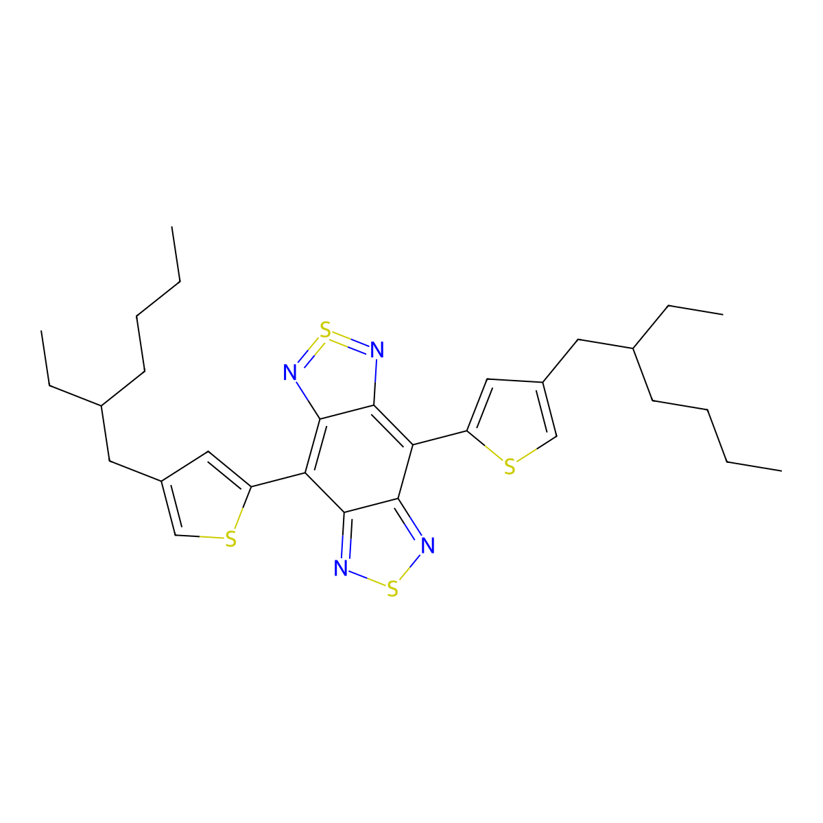 2Lambda4delta2-Benzo[1,2-c:4,5-c']bis[1,2,5]thiadiazole, 4,8-bis[4-(2-ethylhexyl)-2-thienyl]- molecular structure, CAS 1401018-39-0