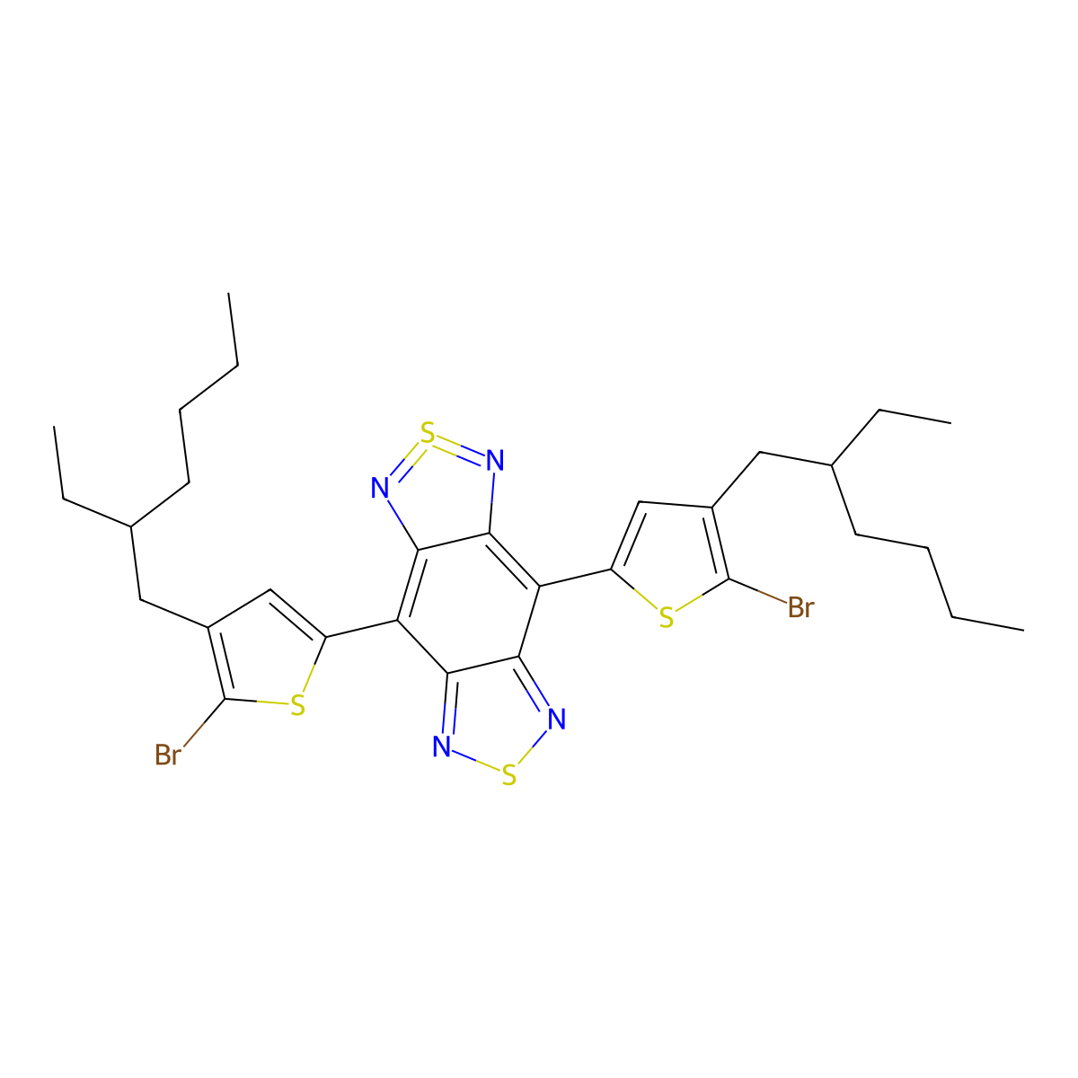 4,8-Bis(5-bromo-4-(2-ethylhexyl)thiophen-2-yl)benzo[1,2-c:4,5-c']bis[1,2,5]thiadiazole molecular structure, CAS 1401018-41-4
