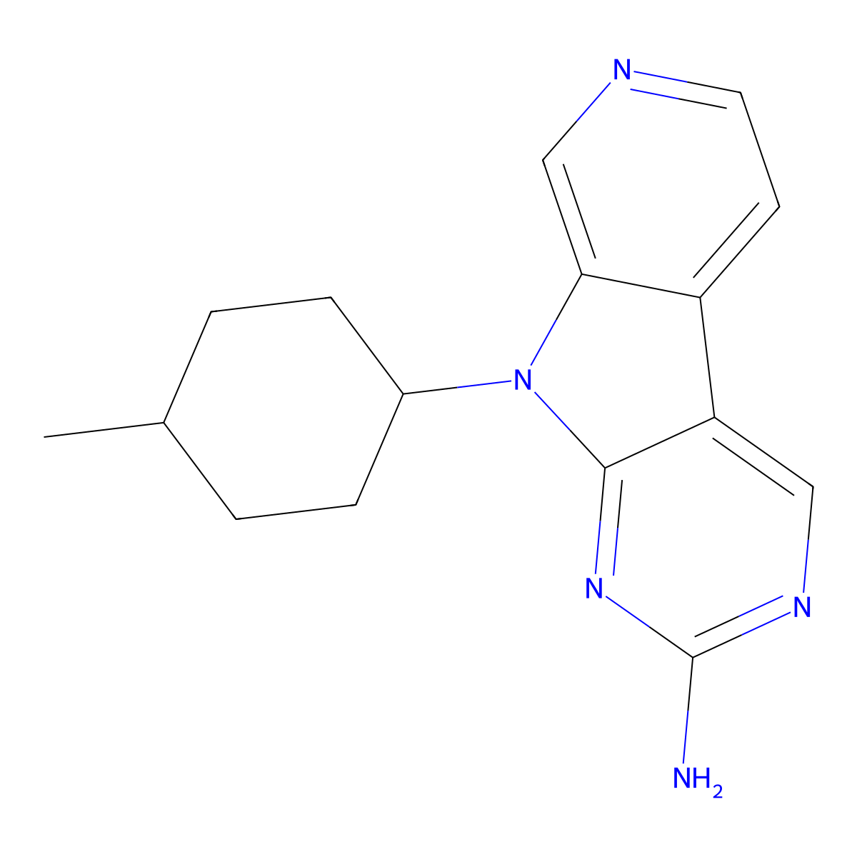 9-(trans-4-methylcyclohexyl)-9H-pyrido[4',3':4,5]pyrrolo[2,3-d]pyrimidin-2-amine molecular structure, CAS 1401034-45-4