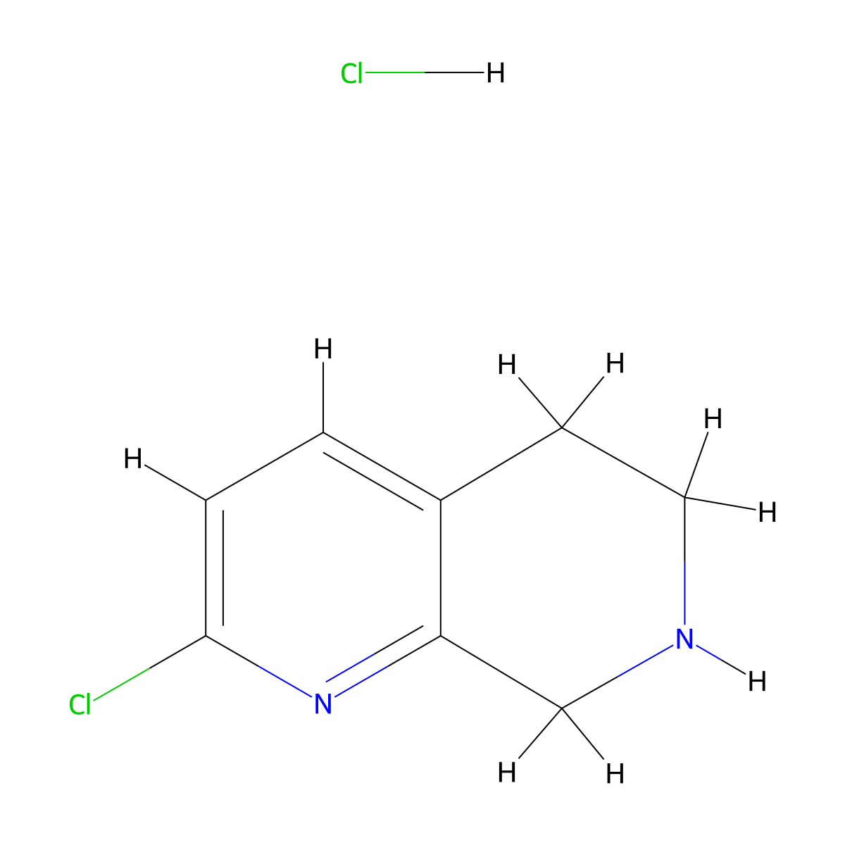 2-Chloro-5,6,7,8-tetrahydro-1,7-naphthyridine hydrochloride molecular structure, CAS 1401034-59-0