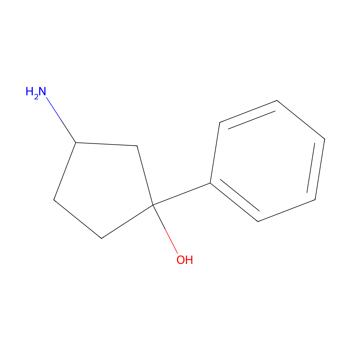 3-Amino-1-phenylcyclopentanol molecular structure, CAS 1401075-42-0