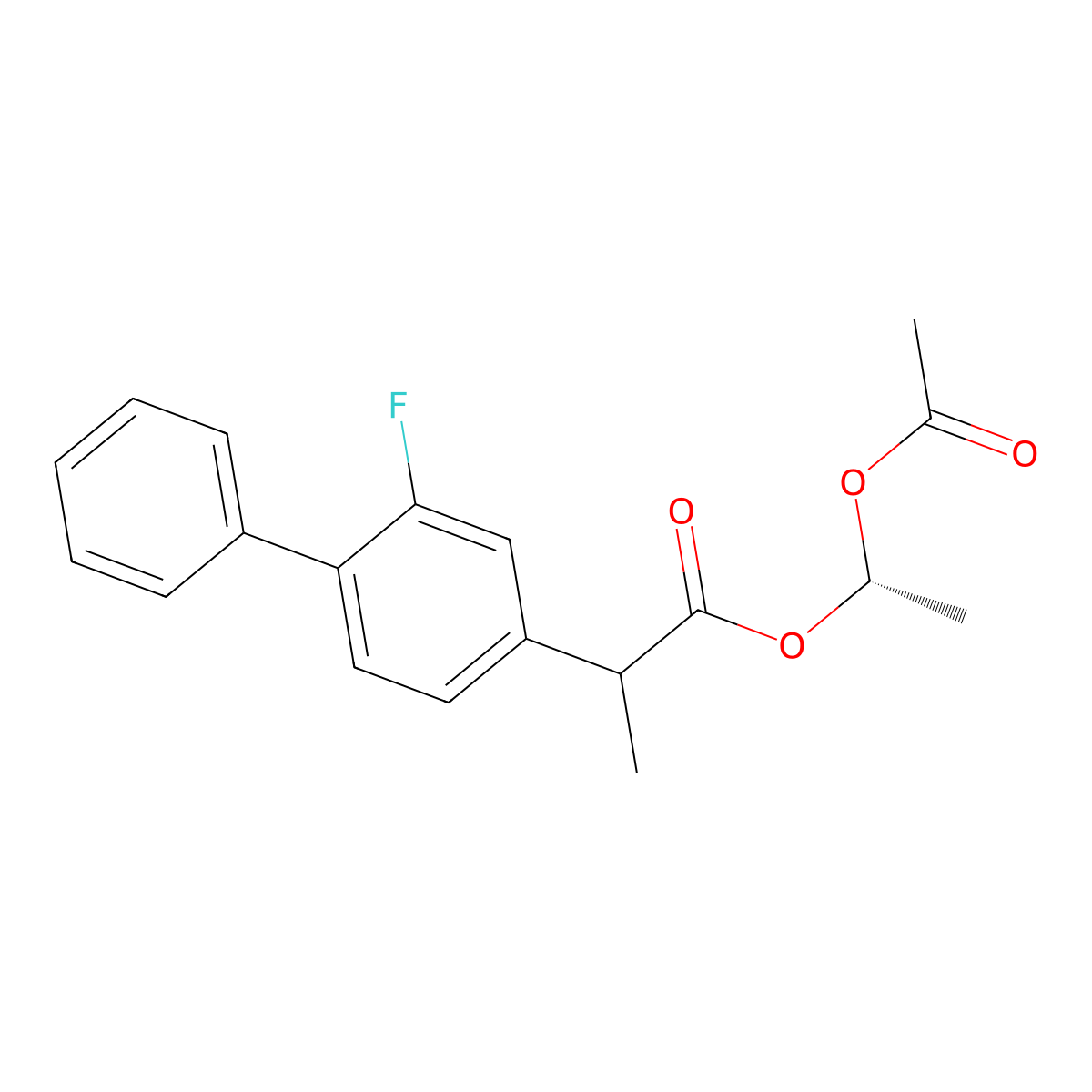 (S)-1-Acetoxyethyl 2-(2-fluoro-[1,1'-biphenyl]-4-yl)propanoate molecular structure, CAS 1401087-64-6