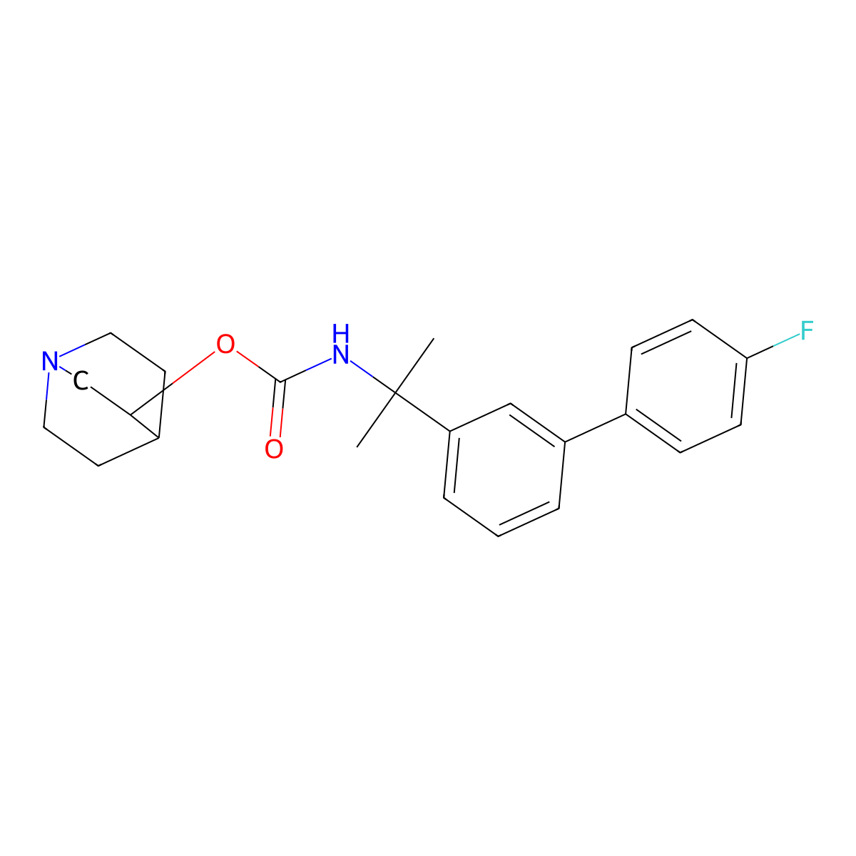 Quinuclidin-3-yl (2-(4'-fluoro-[1,1'-biphenyl]-3-yl)propan-2-yl)carbamate molecular structure, CAS 1401090-10-5