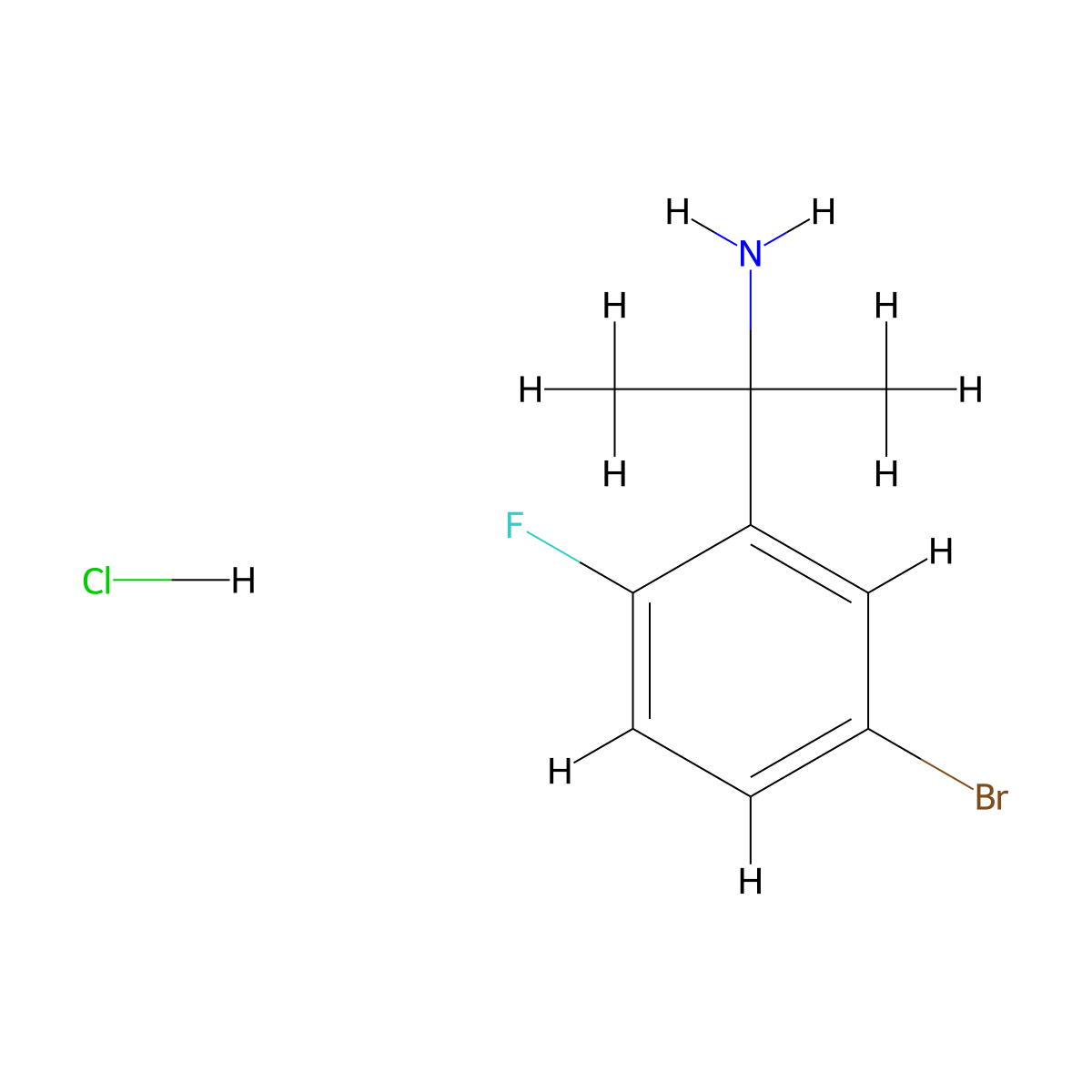 2-(5-Bromo-2-fluorophenyl)propan-2-amine hydrochloride molecular structure, CAS 1401091-14-2