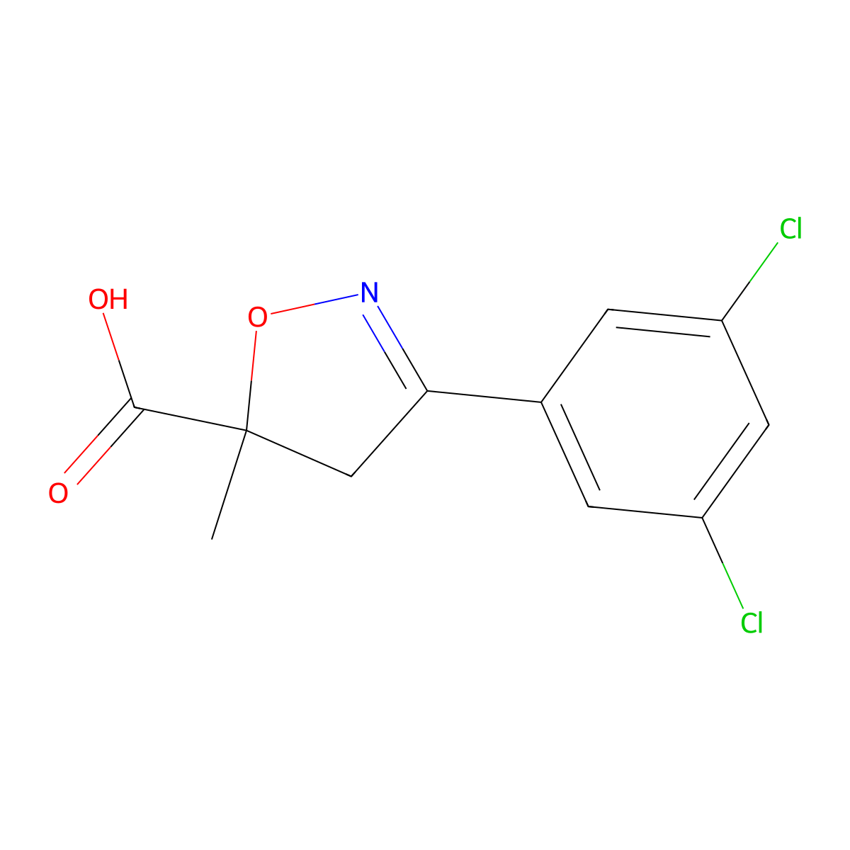 3-(3,5-Dichlorophenyl)-5-methyl-4,5-dihydro-1,2-oxazole-5-carboxylic acid molecular structure, CAS 1401093-84-2