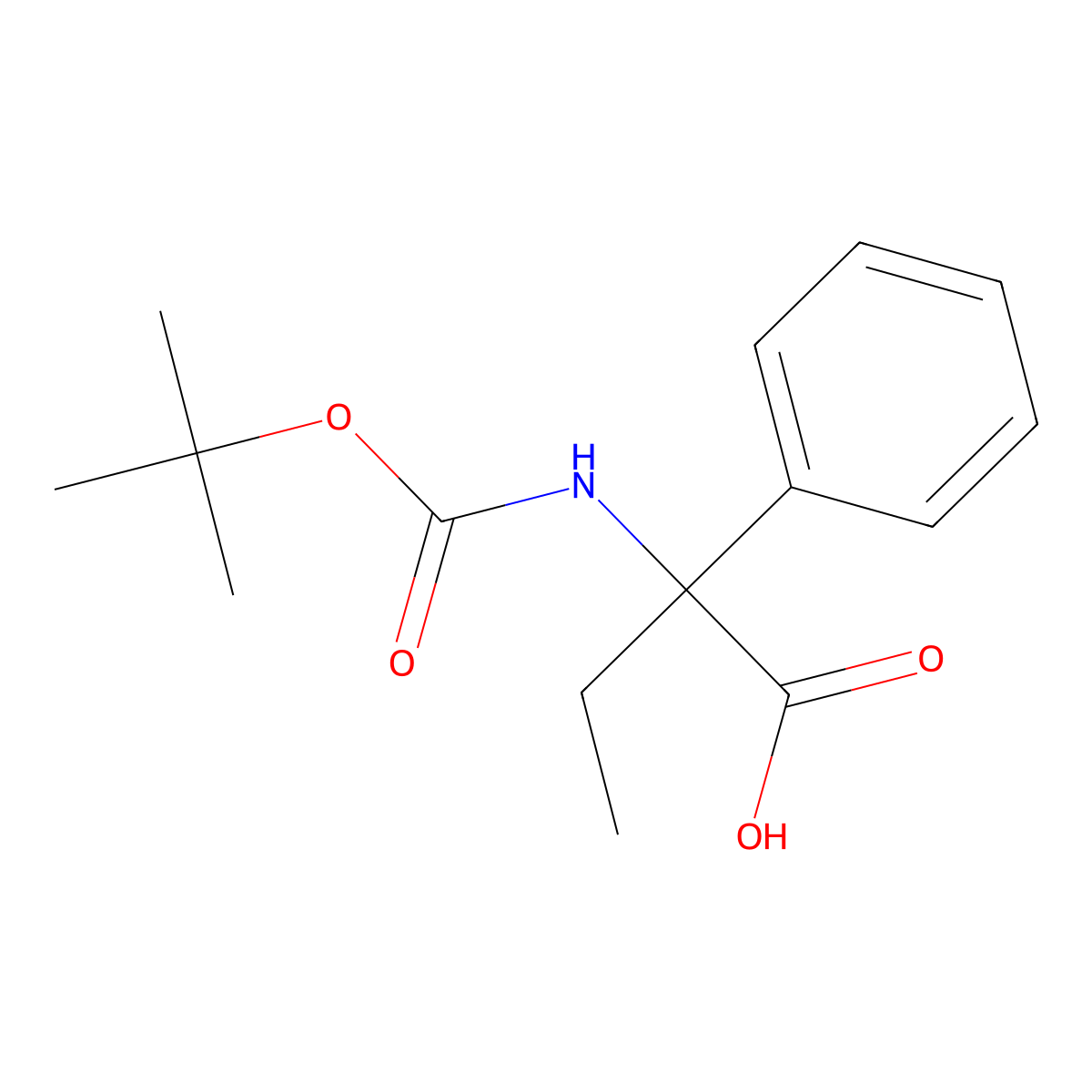 2-{[(Tert-butoxy)carbonyl]amino}-2-phenylbutanoic acid molecular structure, CAS 1401095-99-5
