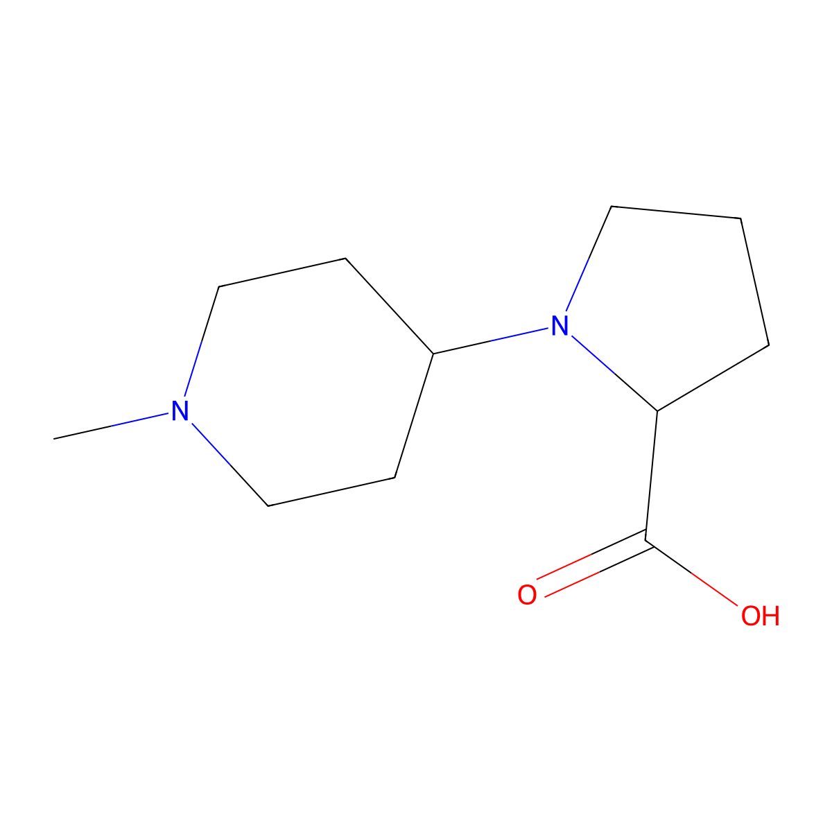 1-(1-Methylpiperidin-4-yl)pyrrolidine-2-carboxylic acid molecular structure, CAS 1401102-58-6