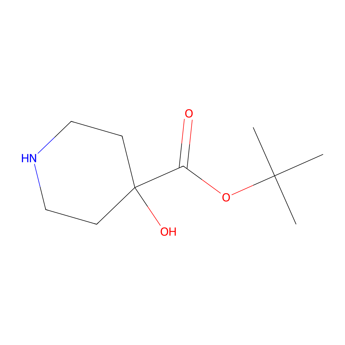 Tert-butyl 4-hydroxypiperidine-4-carboxylate molecular structure, CAS 1401107-97-8