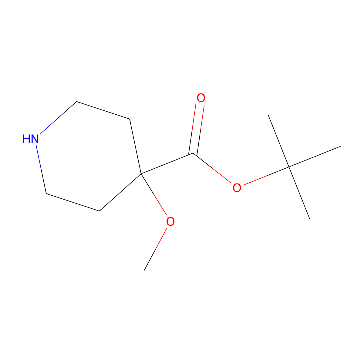 Tert-butyl 4-methoxypiperidine-4-carboxylate molecular structure, CAS 1401108-03-9