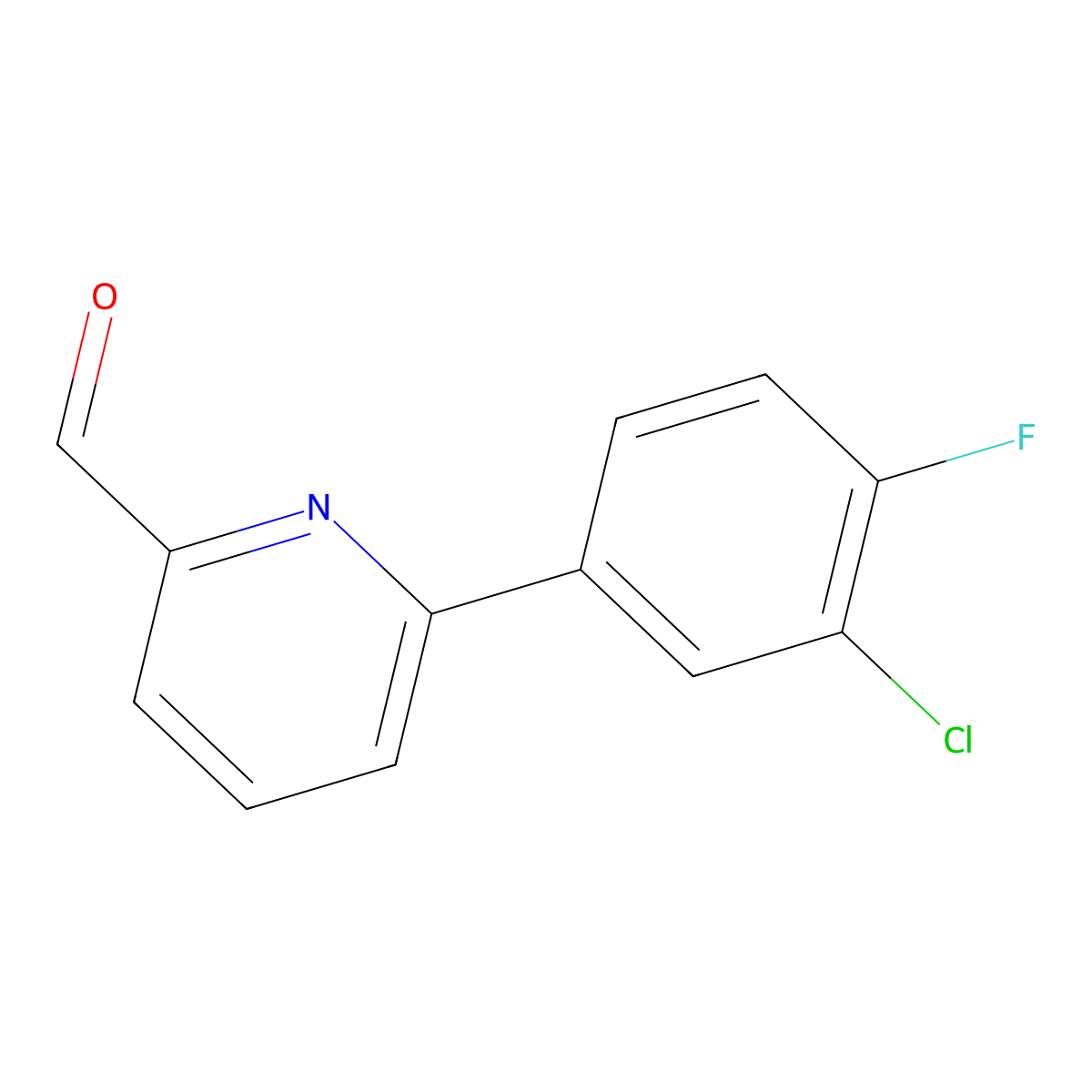 6-(3-Chloro-4-fluorophenyl)picolinaldehyde molecular structure, CAS 1401165-63-6