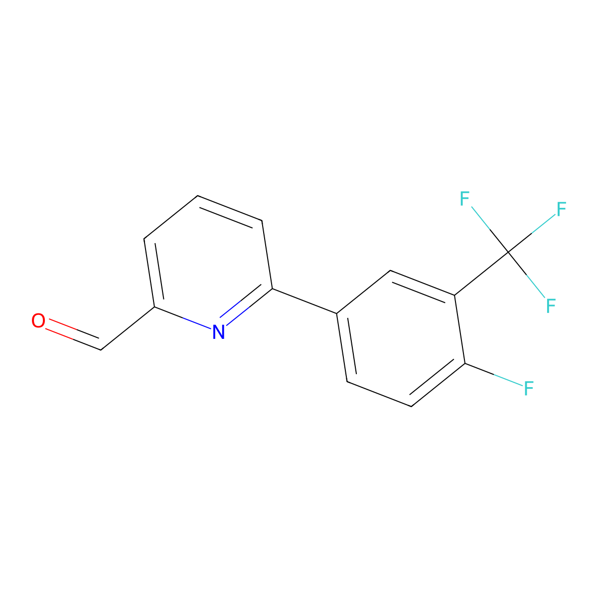 6-(4-Fluoro-3-(trifluoromethyl)phenyl)picolinaldehyde molecular structure, CAS 1401165-65-8